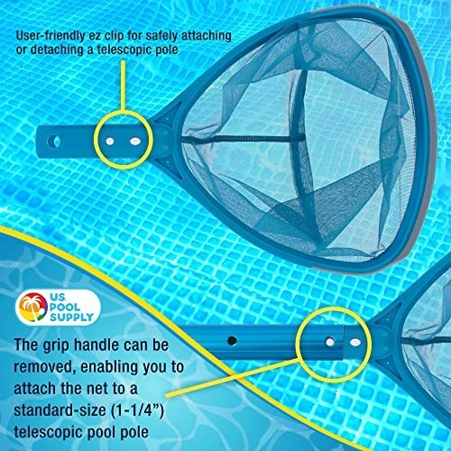 Professional Spa & Pool Leaf Skimmer Net - 9" Deep Ultra Fine Mesh, Grip Handle,