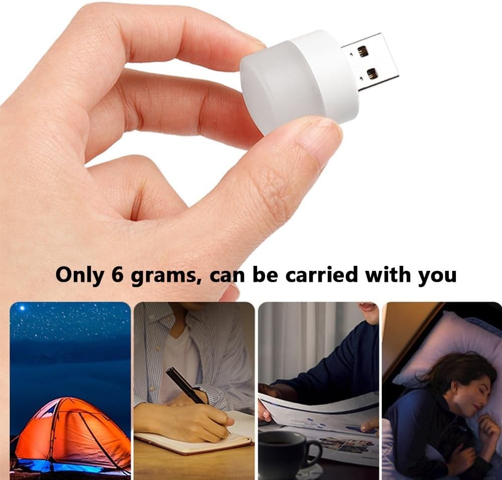 10 PCS Small USB Mini LED Night Light Plug-in Bulb | Warm White Soft Light |