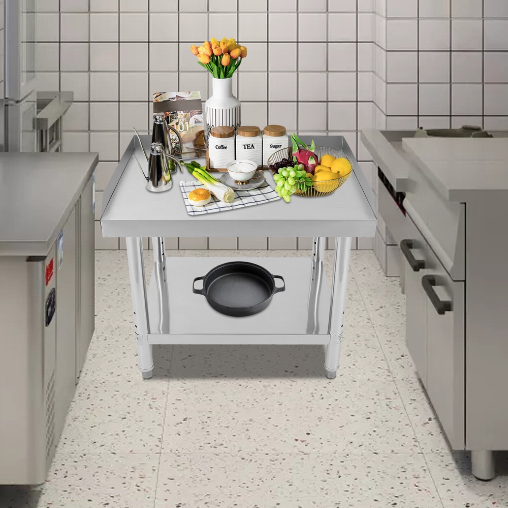 Commercial Work Table Adjustable Work Bench Kitchen Stainless Steel Prep Table