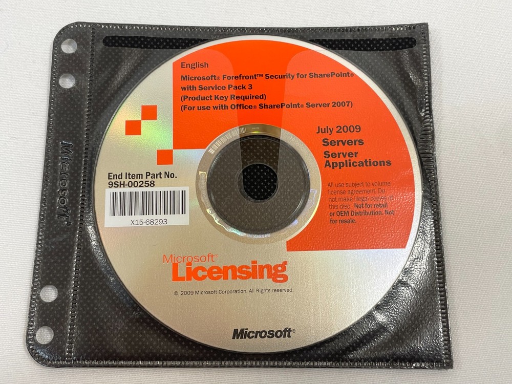 Microsoft Forefront Security for SharePoint with Service Pack 3 DVD with KEY!