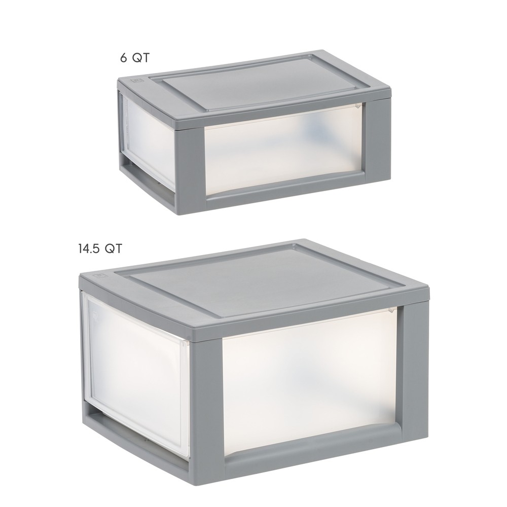6 Qt Small Plastic Drawers, Under Bed Storage Bins, Stackable, Modular 5Pk
