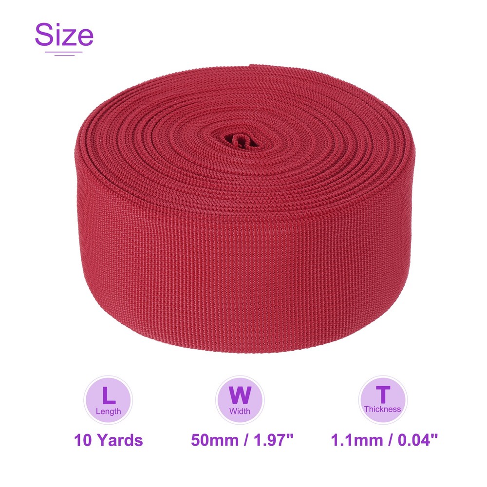 10 Yard x 50mm Nylon Webbing Strap for Backpack Strapping, Sewing, Dark Red