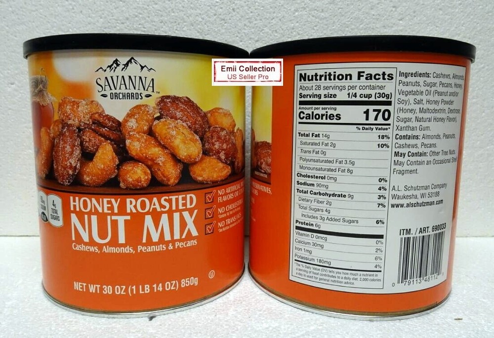 Savanna Orchards Honey Roasted Nut Mix Cashews, Almonds, Peanuts & Pecans Bundle