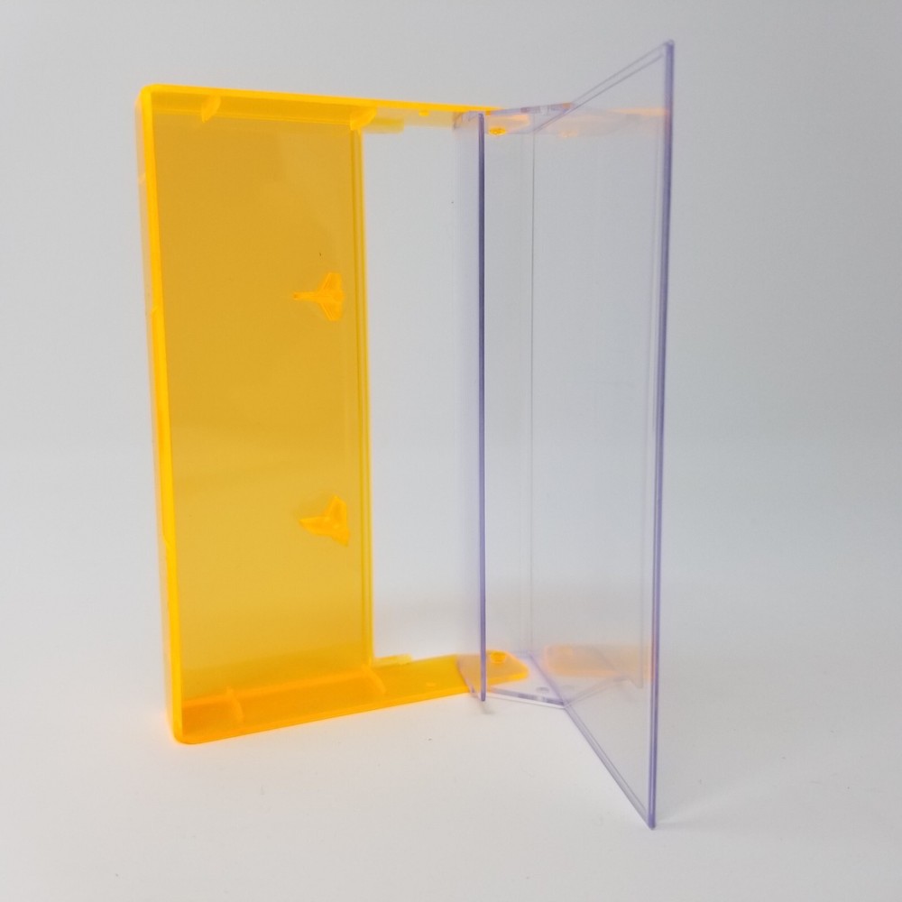 5 Cassette Tape Cases: Clear Front + Fluorescent Orange Back - Empty Plastic