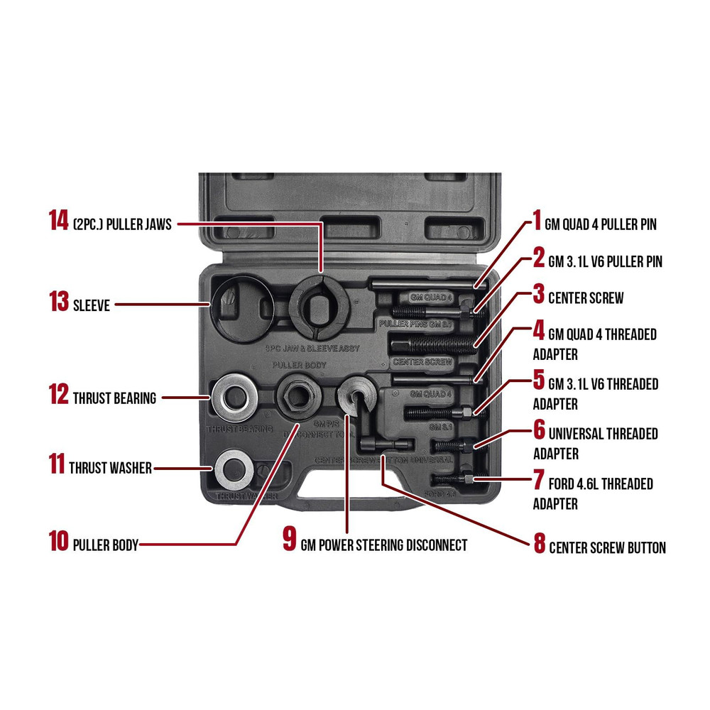 Thorstone Power Steering Pulley Puller Upgraded Installer Kit, Dark Gray