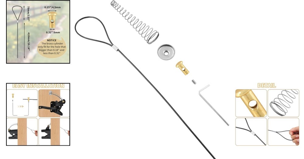 Elegant Stainless Steel Gate Latch Cable Pull with Spring Loader for Easy Access