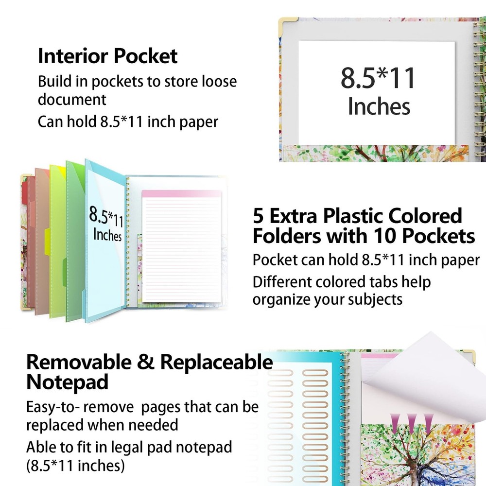 Clipboard Folder with Notepad Refillable Lined for Letter Size (11" x 8.5"), ...