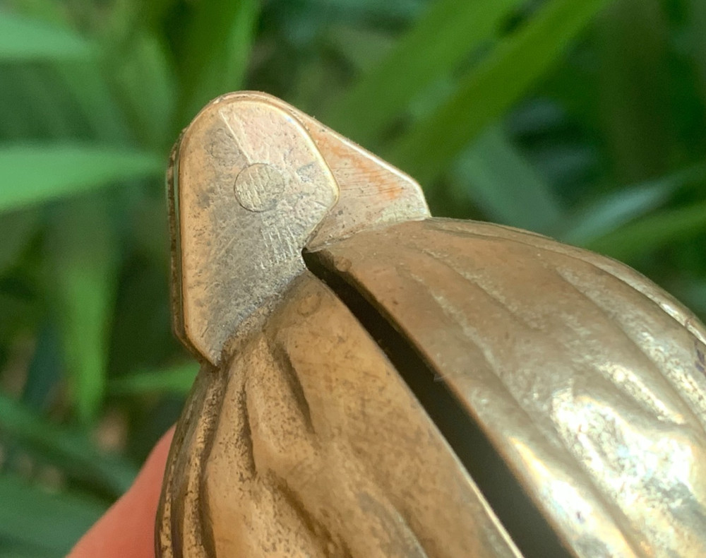 Vintage German Solid Brass Nut Cracker Walnut Shape Solid Messing RAFETSEDER