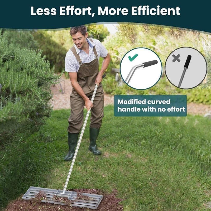 Lawn Leveling Rake 72inch Ergonomic Handle Garden Tool Smooth Surface Completion