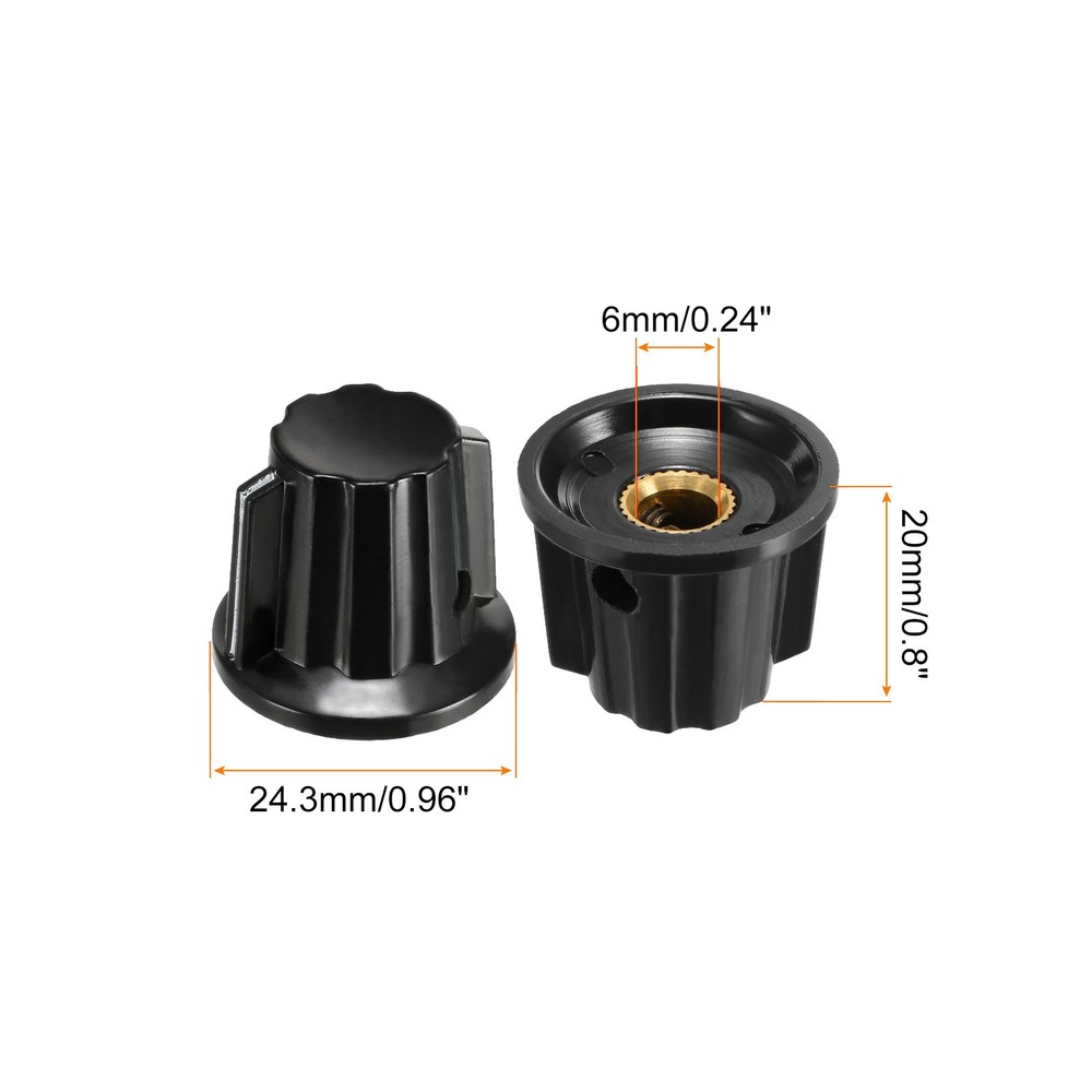 Potentiometer Control Knob Insert Shaft Switch Knobs 20x24.5mm/ 6mm Black 10Pcs