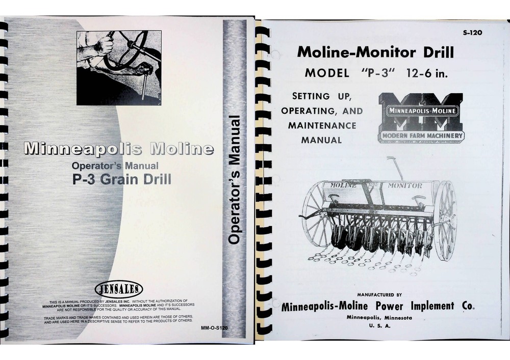 Minneapolis Moline P-3 Grain Drill Owners Operators Manual
