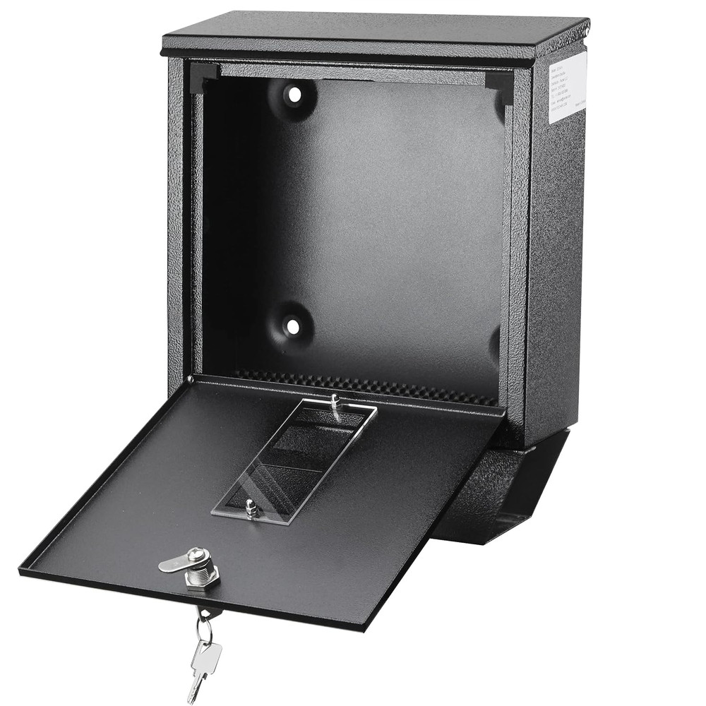 Wall Mount Locking Mailbox with Newspaper Holder, Rainproof Galvanized Mail Box