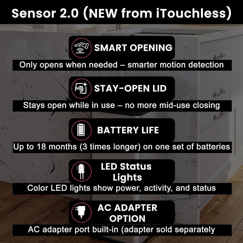 Touchless Motion Sensor Trash Can W/ PetGuard Lock Odor Neutralizing Filter New