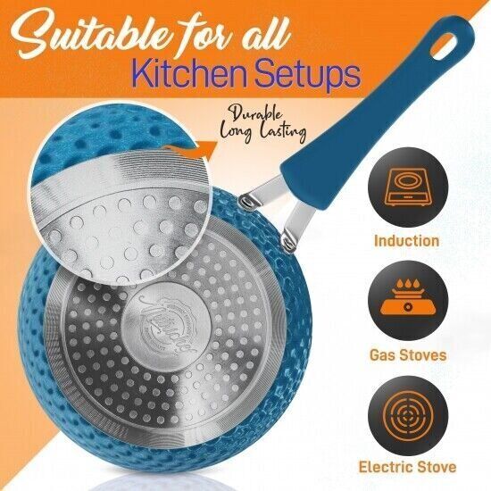 Kitchen Pyle Pan Set with Elegant Diamond-Line Pattern, Non-Stick NCCW11BD