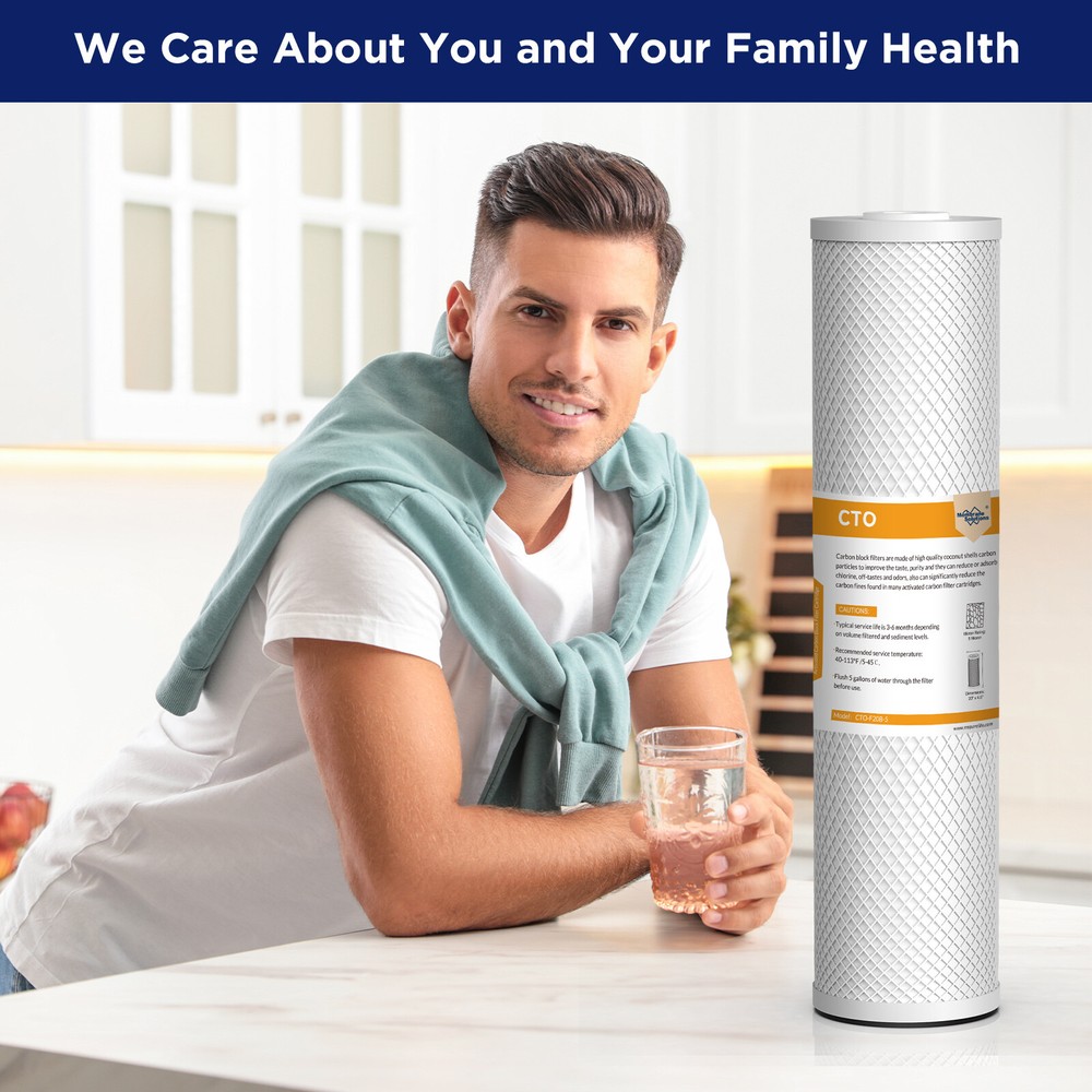 5 Micron 20x4.5" CTO Carbon Block Water Filter Whole House for Big Blue Housings