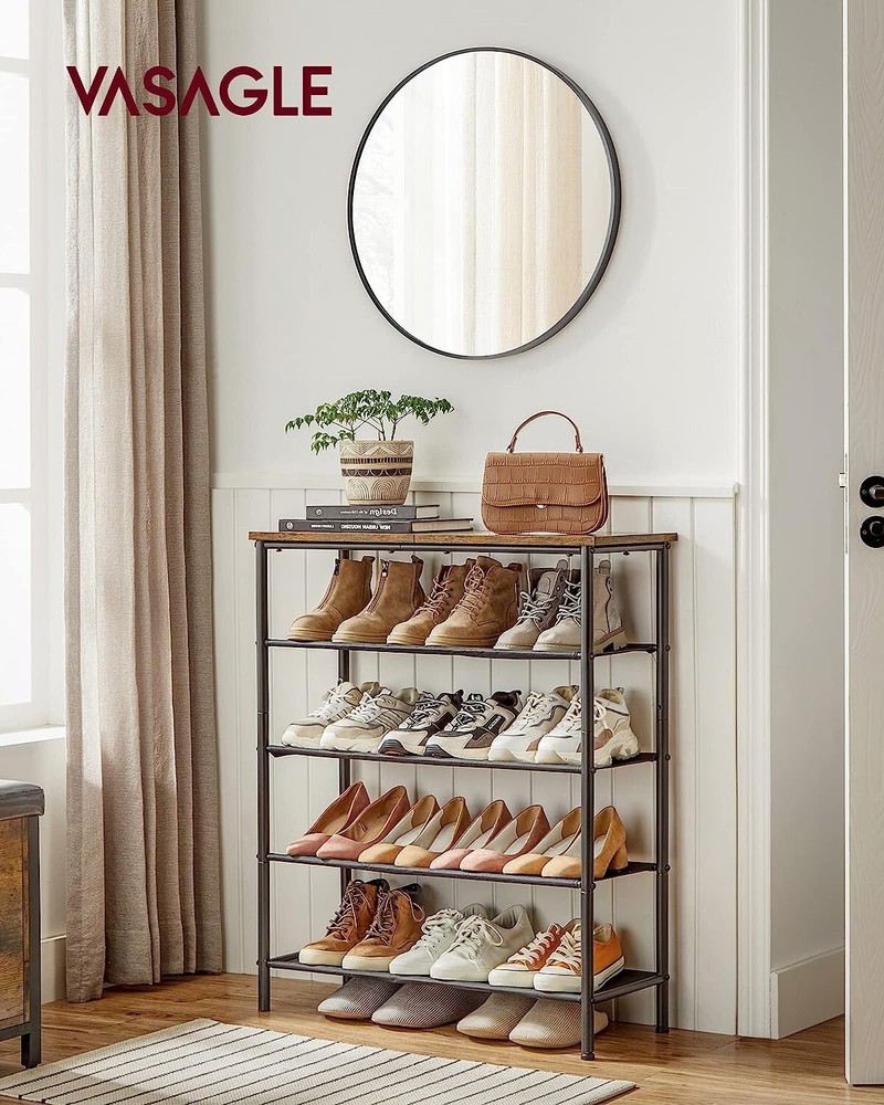 Industrial Shoe Rack with 4 Adjustable Shelves for Efficient Shoe Organization
