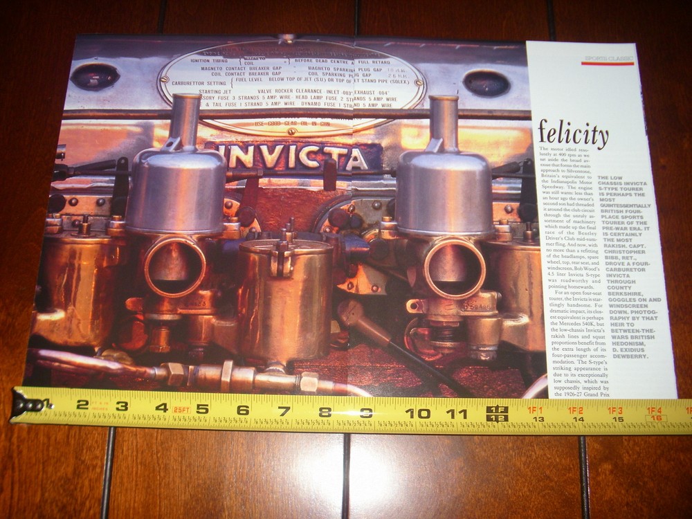 1932 INVICTA S TYPE LOW CHASSIS - ORIGINAL 1991 ARTICLE