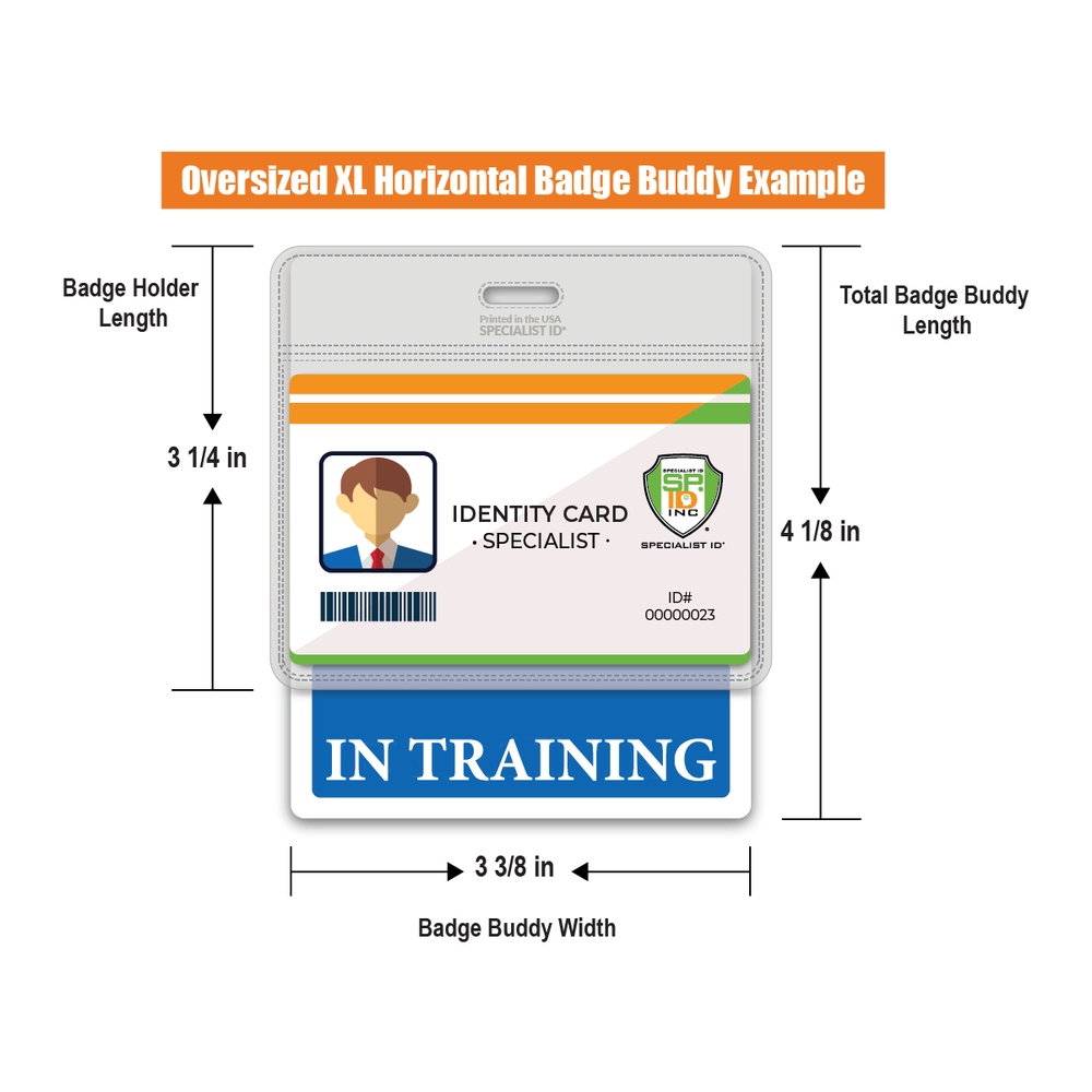 5 Pack - In Training Badge Buddy Oversized Horizontal Extra Long ID Backer