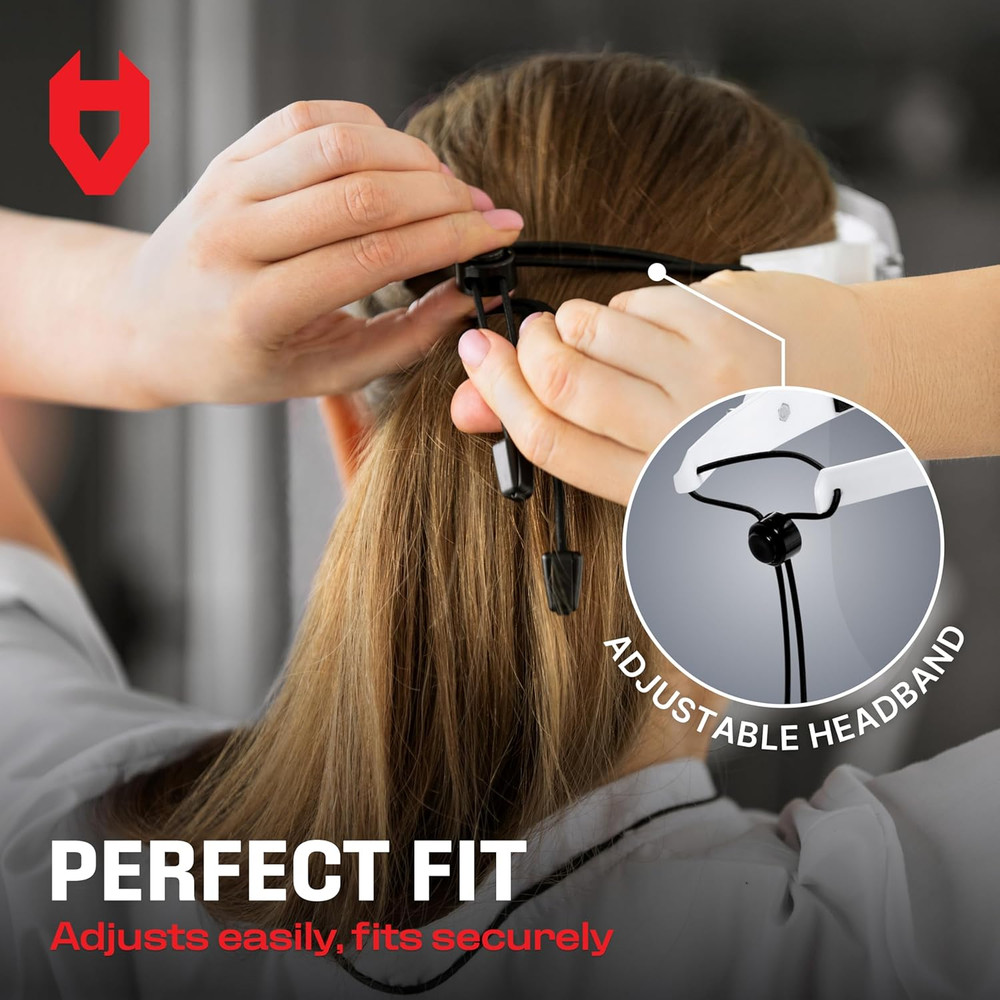 Protective Face Shield Mask with Adjustable Headband and 2 Reusable Plastic Viso