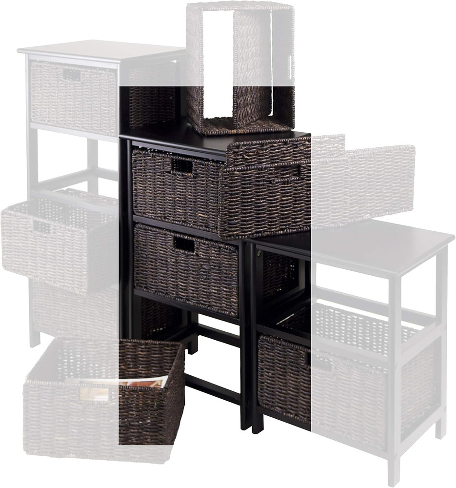 Omaha Storage Rack, 3 Storage Baskets, Black