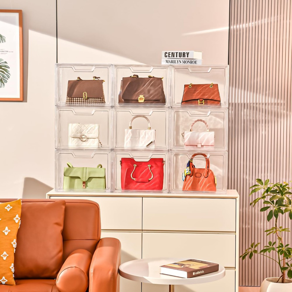 Stackable Storage Bins,Clear Acrylic Display Case, Acrylic Boxes with Lids, S...