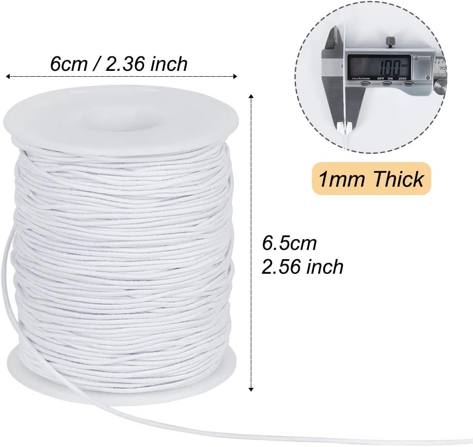 White Elastic String, 328 Feet 1Mm Stretchy Bracelet String Bead Cord for Bracel