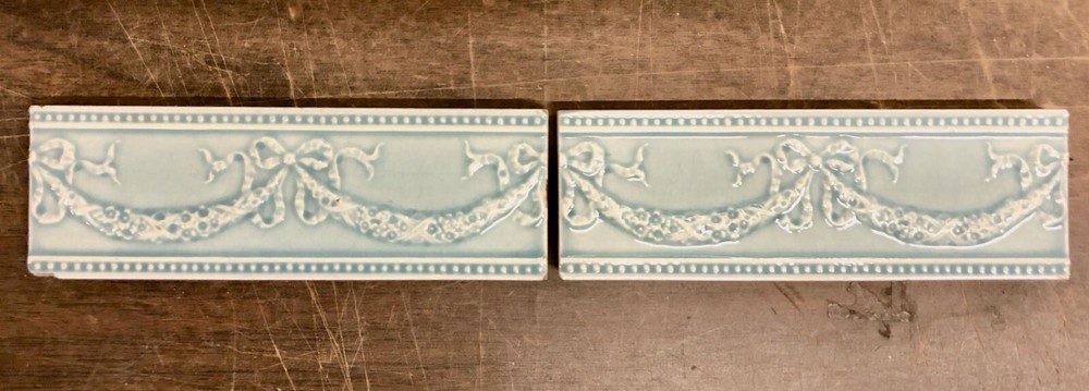 Vintage American Encaustic Decorative Border Tile Set=2