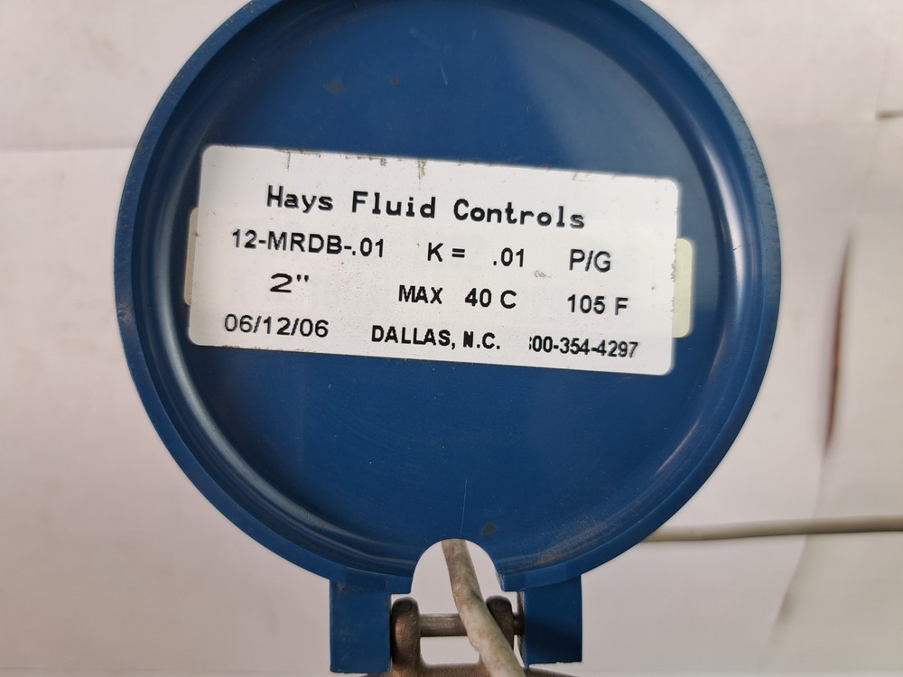 Hays Fluid Controls 12-MRDB-.01 Flow Meter Tested