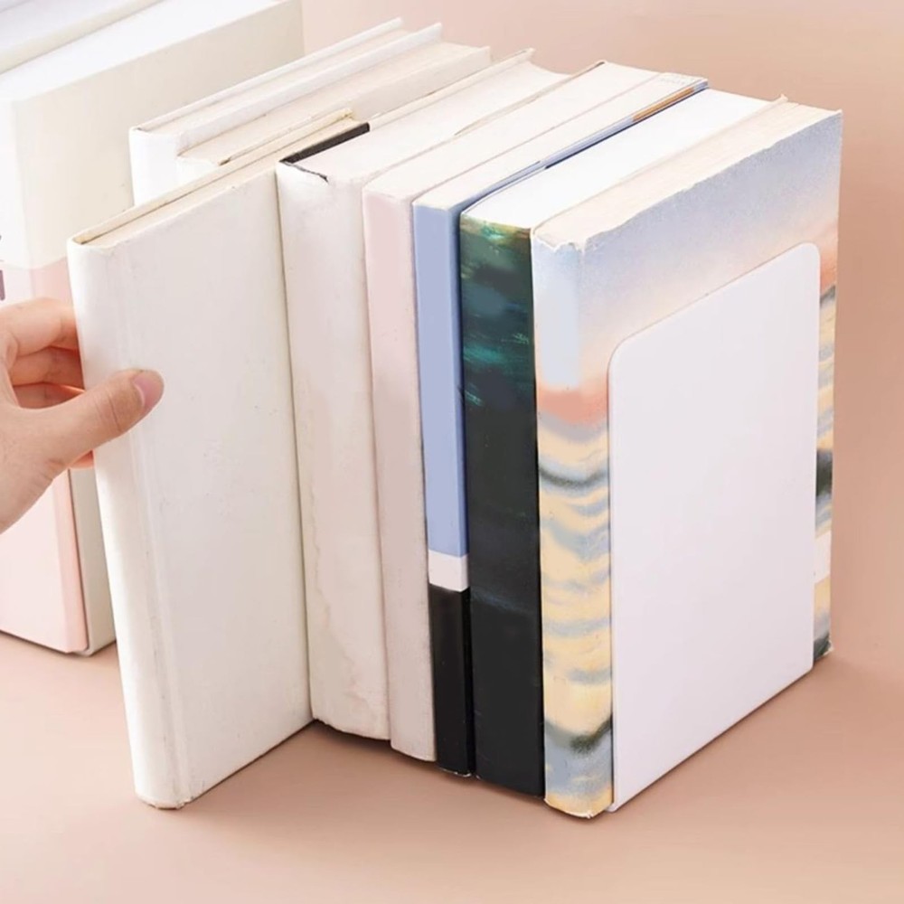 Book End L-Shaped Bookends Holders Shelf Support Rack Book...