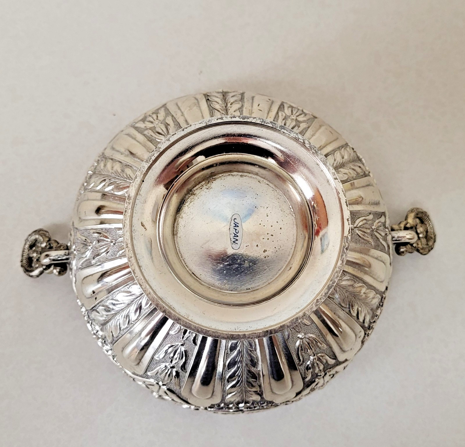 Vtg Silverplate Gold Bowl Candy Dish 5x3" Ornate Handles Embossed Raimond Japan