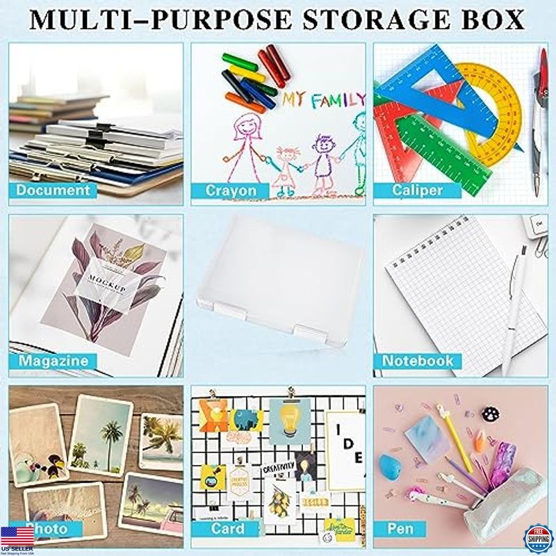 PerKoop 6-Pack Clear A4 Document Storage Boxes - Durable Plastic File Holders