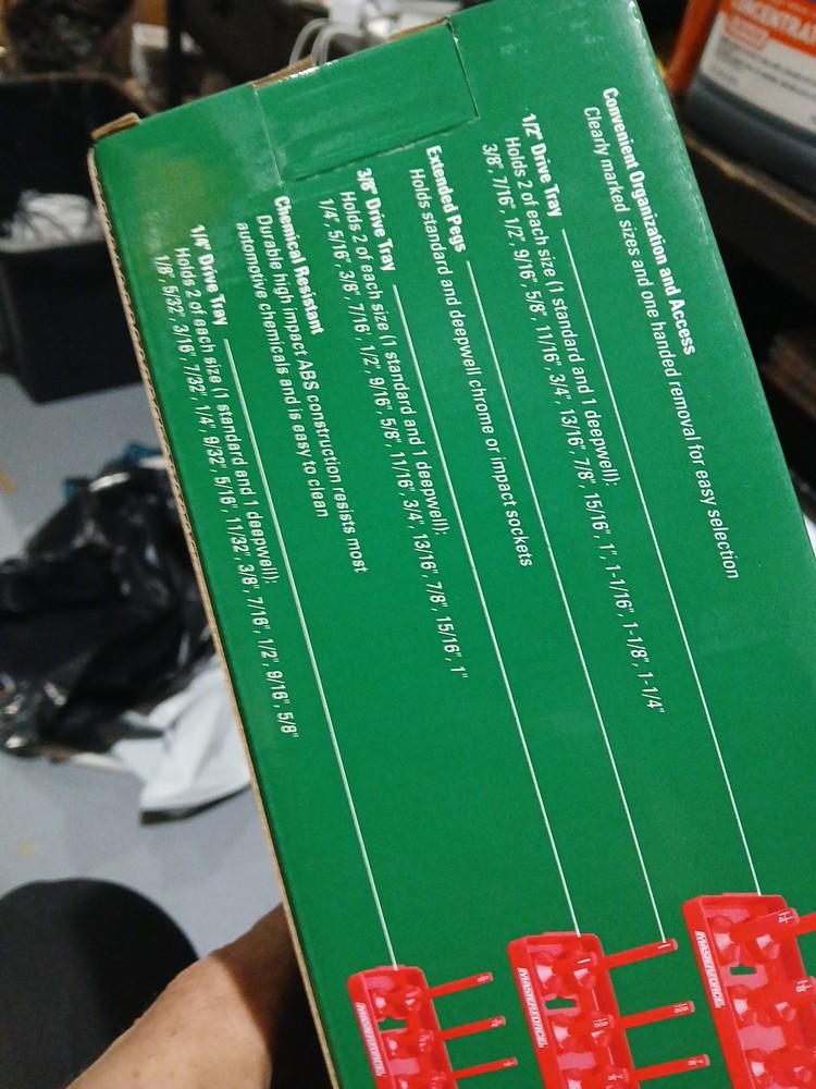 3 piece SaE socket organizing tray