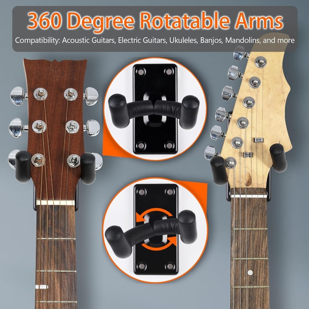 Durable Wall Mount Guitar Hangers for Various Instruments