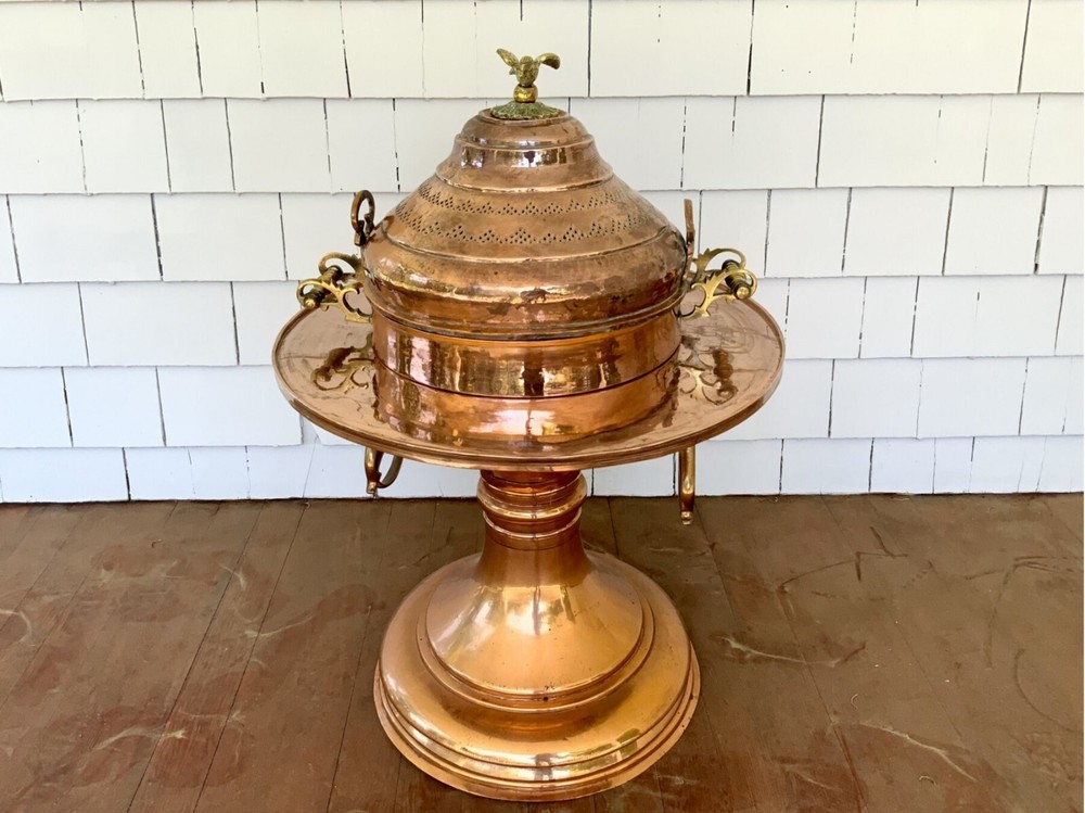 Middle Eastern Vintage Brazier Heater FirePit  Polished Brass & Copper 35" MINT!