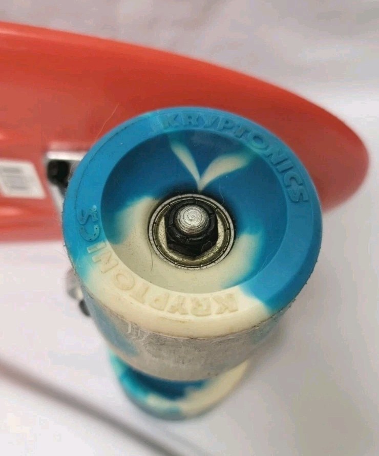 Kryptonics Classic Skateboard 22.5" Red Deck Light Cream & Aqua Wheels