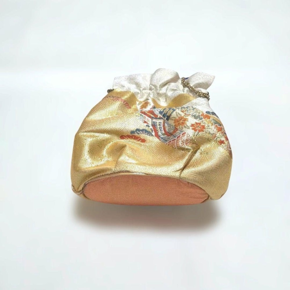 Japanese Fabric Drawstring Japanese Bag with Chain Handle,