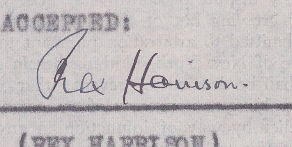 REX HARRISON - DOCUMENT SIGNED 09/25/1946 CO-SIGNED BY: ARMINA MARSHALL