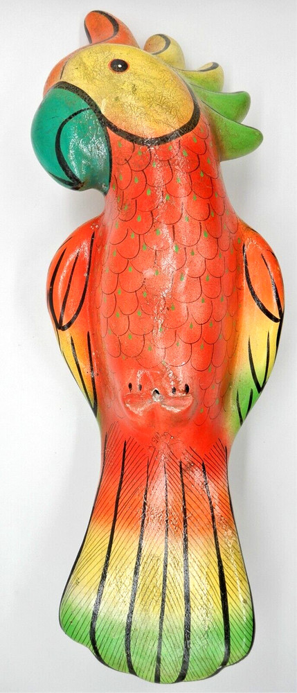 Large Hanging Perched Pottery Parrot 19" Long