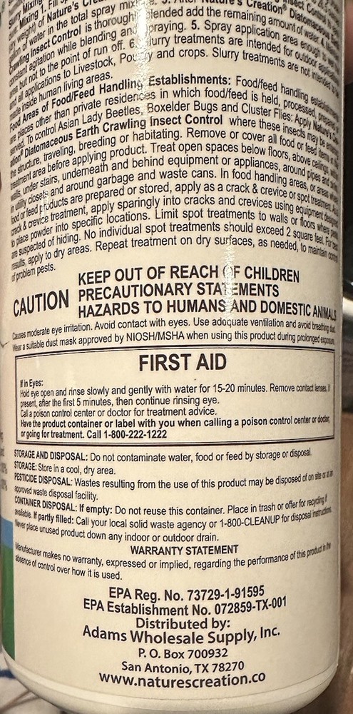 Natures Creation Diatomaceous Earth Crawling Insect Control Killer Powder 2-pack