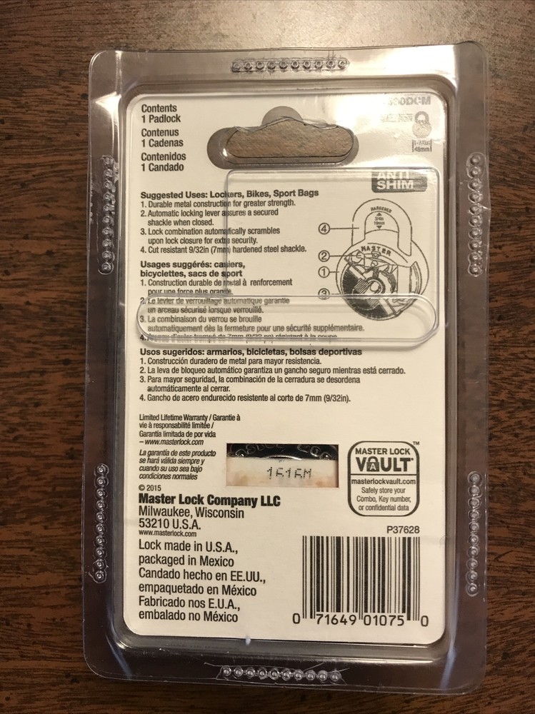 Master Lock Combination Padlock Blue Anti-Shim