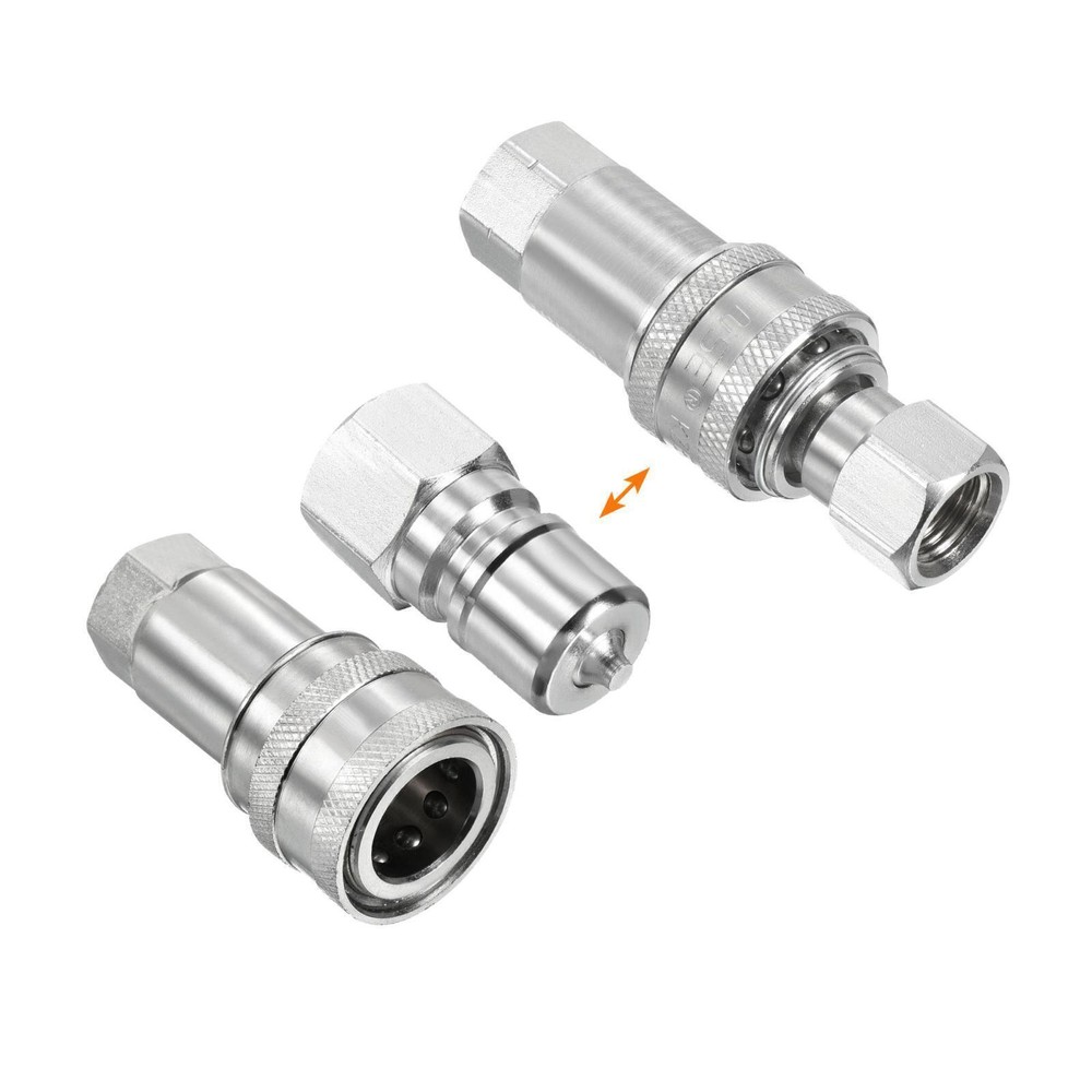 Hydraulic Quick Connect Coupler M18x1.5mm Female Thread Pipe Fitting Silver