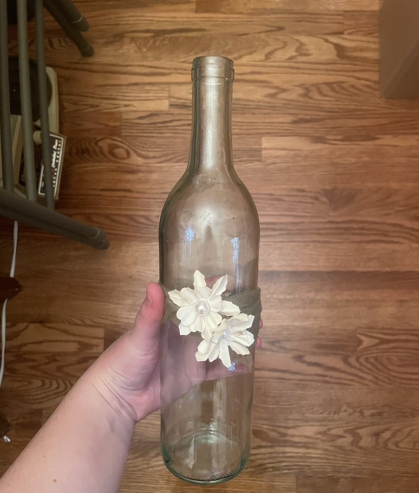 Pretty Rustic Wine Bottle Centerpiece -Hand Made