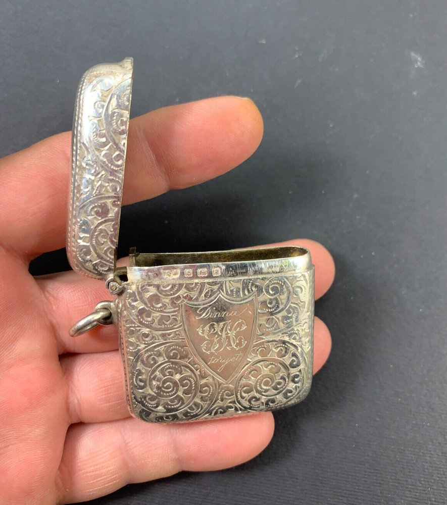 Edwardian Birmingham 1906, maker Albert Jackson silver engraved vesta case
