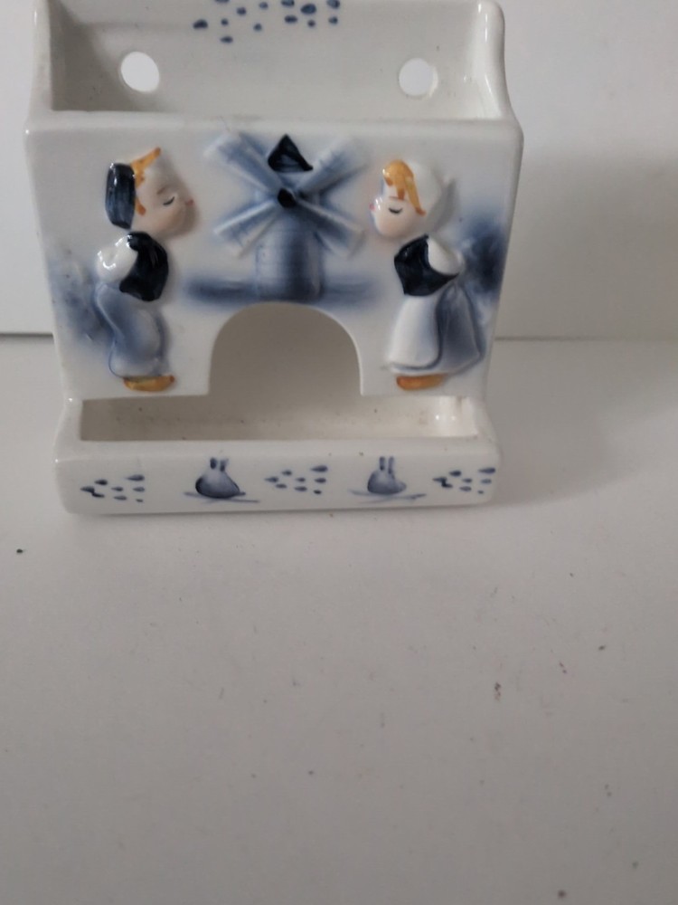 Vintage Ceramic Wall Mount Match Stick Holder
