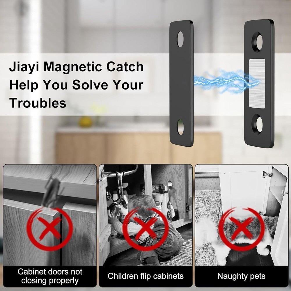 Ultra Thin Magnetic Cabinet Catch 4 Pack - Strong Adhesive Closure Solution