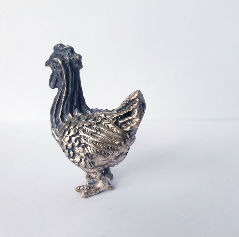 Vintage Solid Silver Italian made miniature Chicken Large