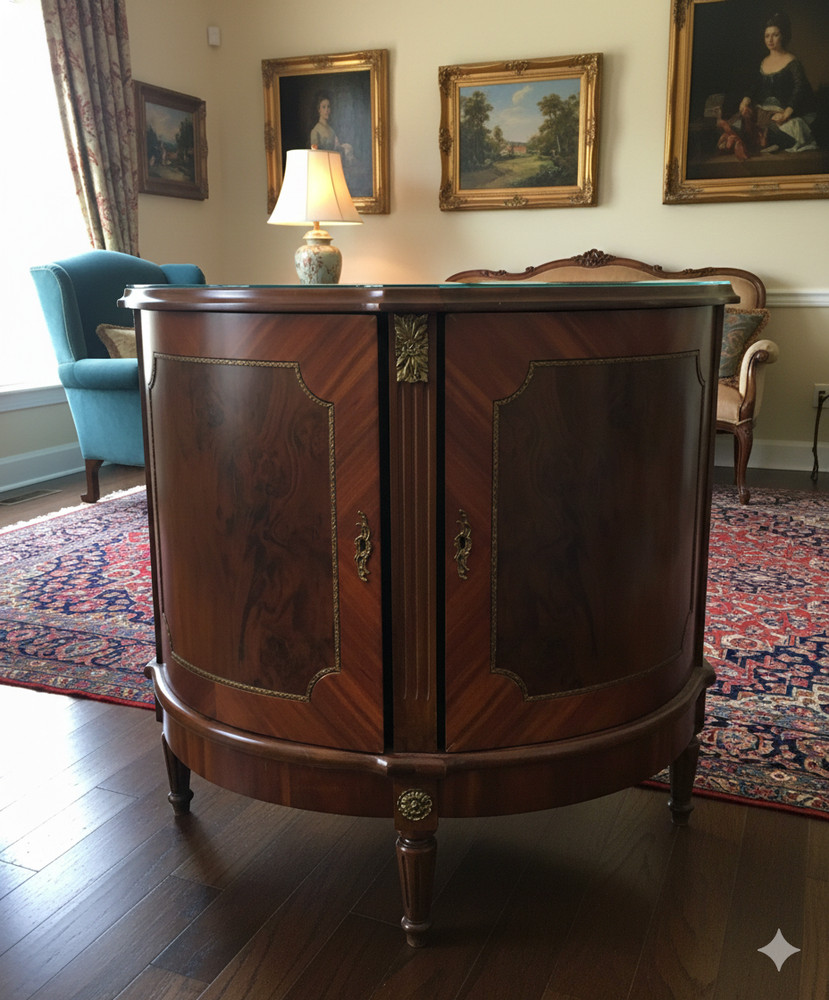Modern Glass Top Console Table: Walnut Sideboard Buffet and Entryway Server Cred