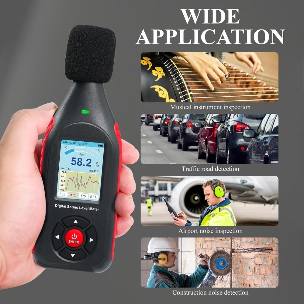 Digital Decibel Meter Data Logger 43K Record USB Excel Export High Accuracy