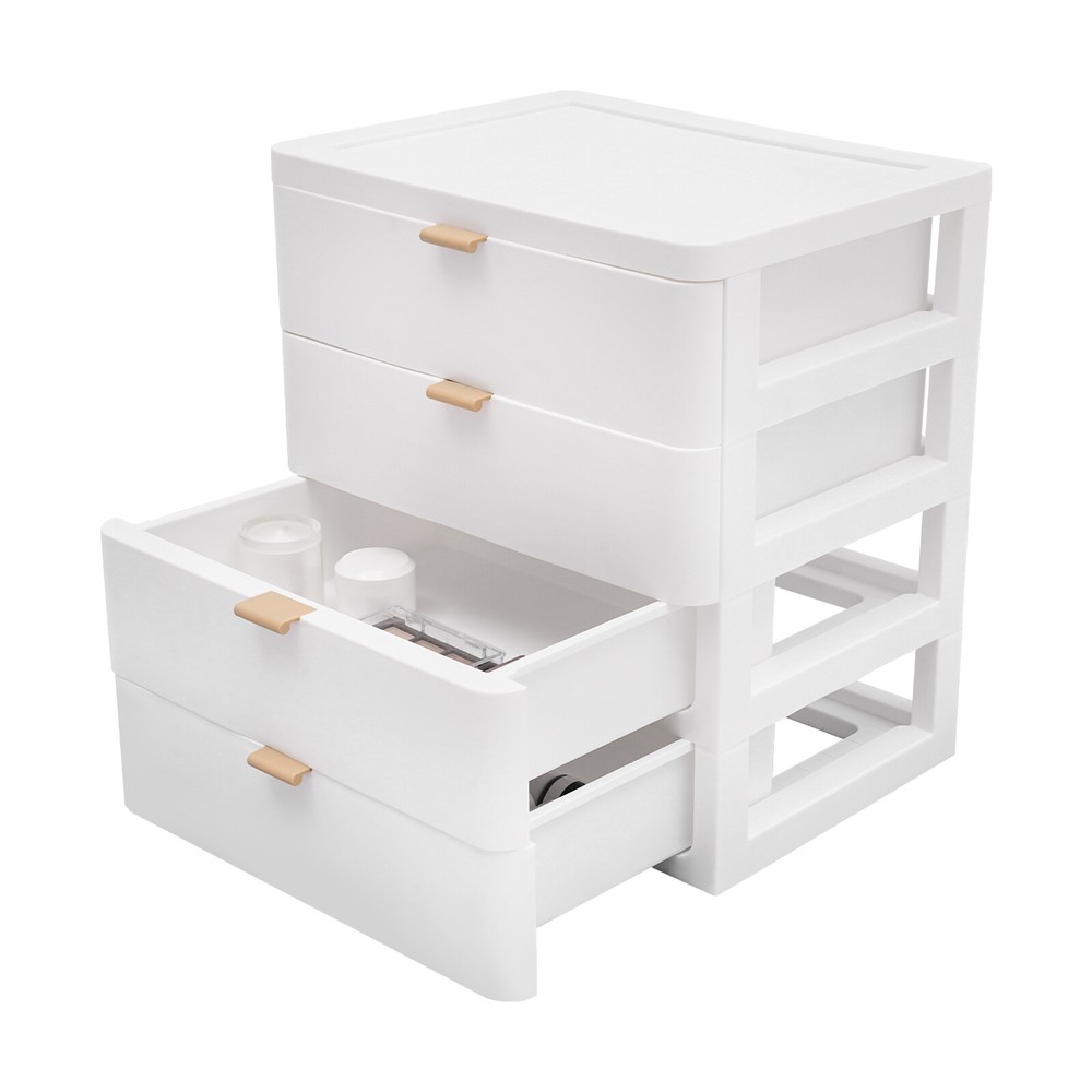 Stylish White Desk Organizer with 4 Drawers - Space-Saving Storage Solution