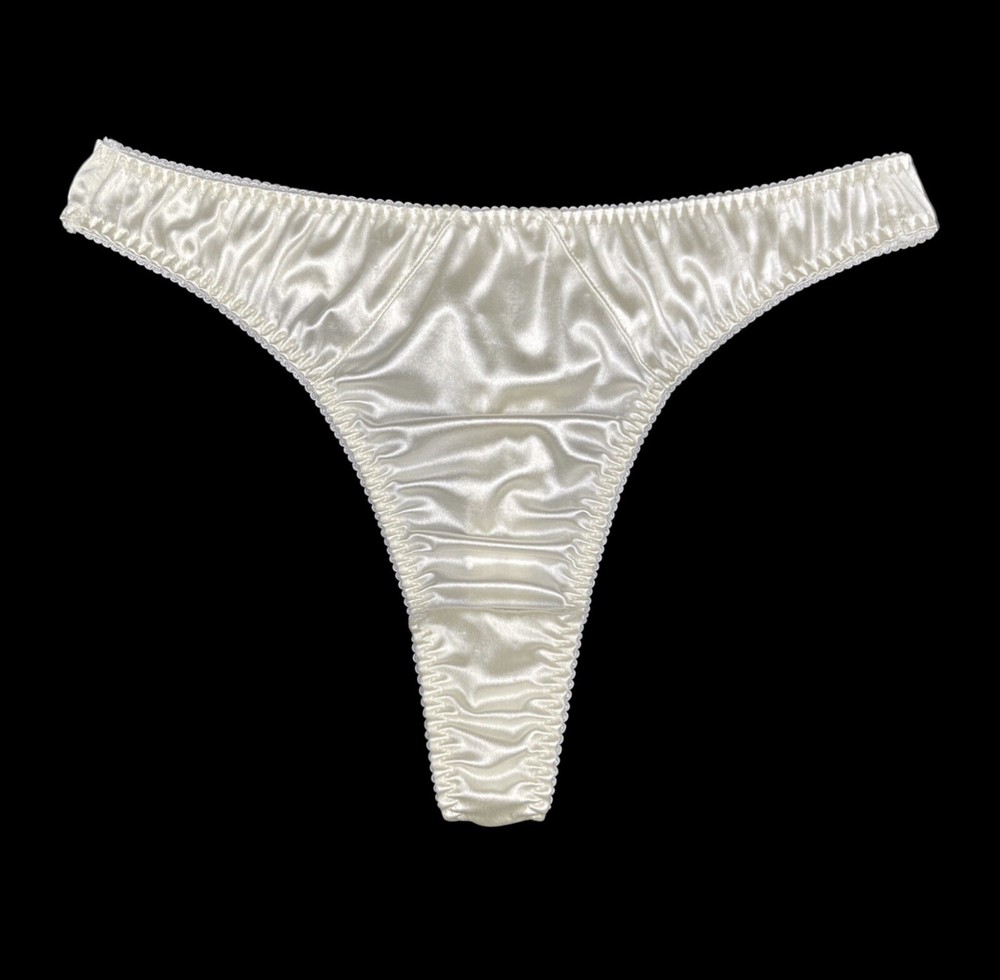 Retro Satin Thong Ivory 2XL